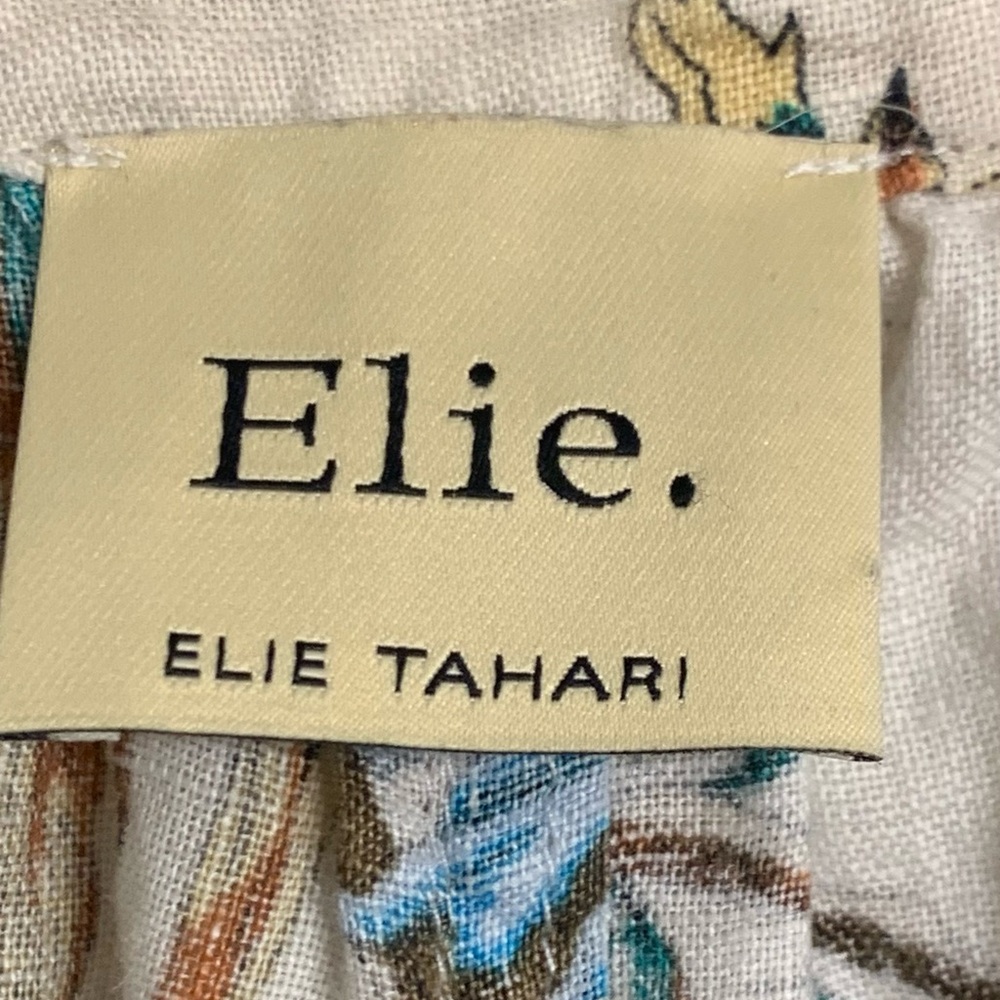 Elie Tahari S/P Tropical Linen Coastal Lightweight Midi‎ Dress - Picture 4 of 7